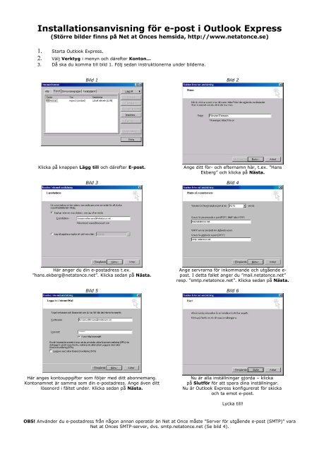 Konfiguration av Outlook - Net at Once