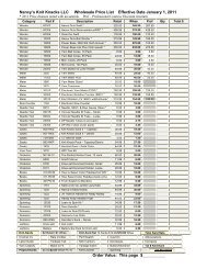 Nancy's Knit Knacks LLC Wholesale Price List Effective Date ...