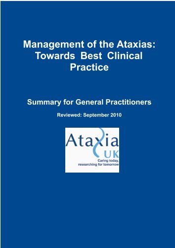 Management of the Ataxias: Towards Best Clinical Practice - Ataxia UK