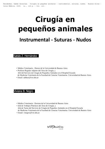 CirugÃ­a en pequeÃ±os animales Instrumental - Suturas - Nudos