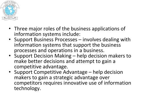 Meaning and Role of Information Systems