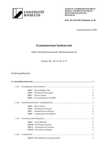 Sachverhalte SachenR SS 2009 - Zivilrecht VI