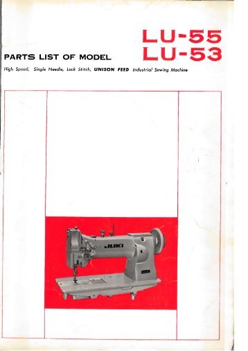 Parts book for Juki LU-53 - Superior Sewing Machine and Supply ...