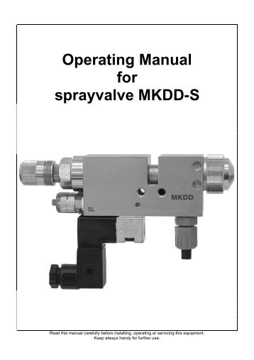 Operating Manual for sprayvalve MKDD-S