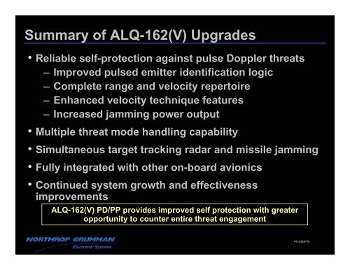 AN/ALQ-162(V) RF Countermeasures System Upgrade for ...