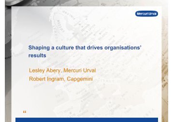 Shaping a culture that drives organisations' results ... - Mercuri Urval