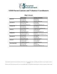 YISD Parent Liaisons and Volunteer Coordinators - Ysleta ...