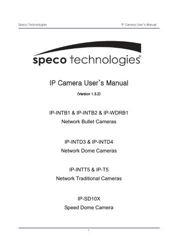 IP Camera User's Manual - Speco Technologies