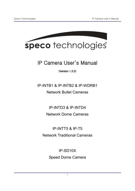 IP Camera User's Manual - Speco Technologies