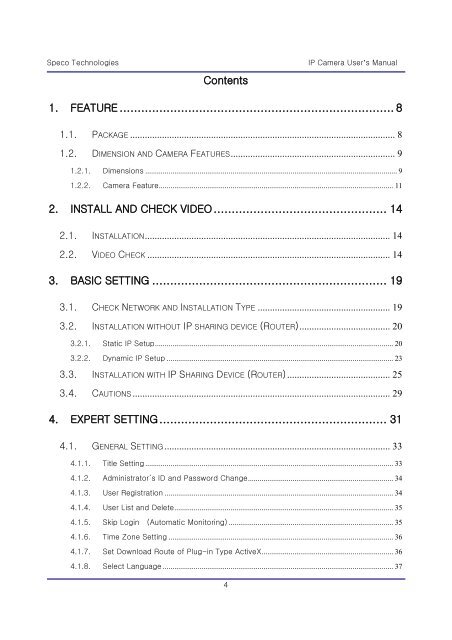 IP Camera User's Manual - Speco Technologies