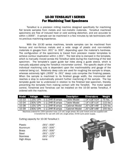 Tensilkut I 10-30 - Physical test solutions