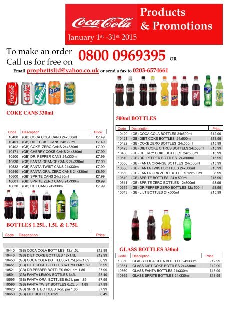 soft drinks list