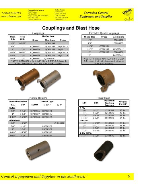 Clemtex Parts Catalog