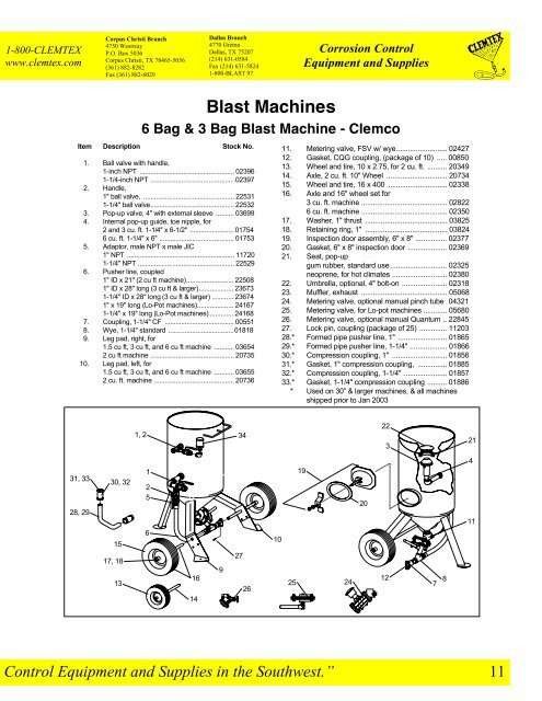 Clemtex Parts Catalog