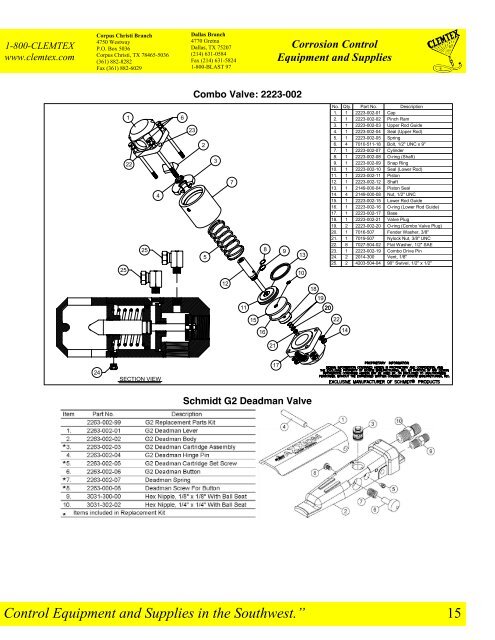 Clemtex Parts Catalog