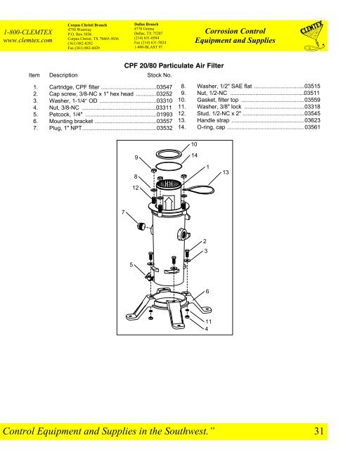 Clemtex Parts Catalog