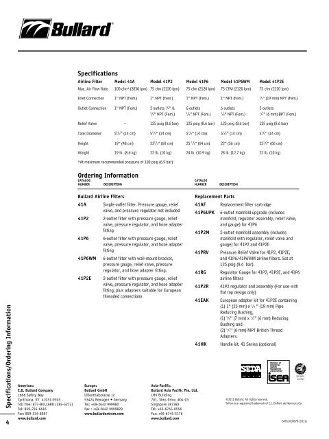 www.bullard.com 41 Series Airline Filters User Manual