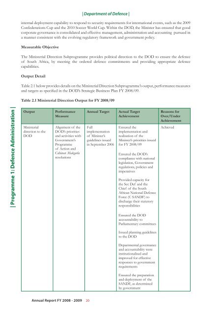 Department of Defence Annual Report 2008-2009