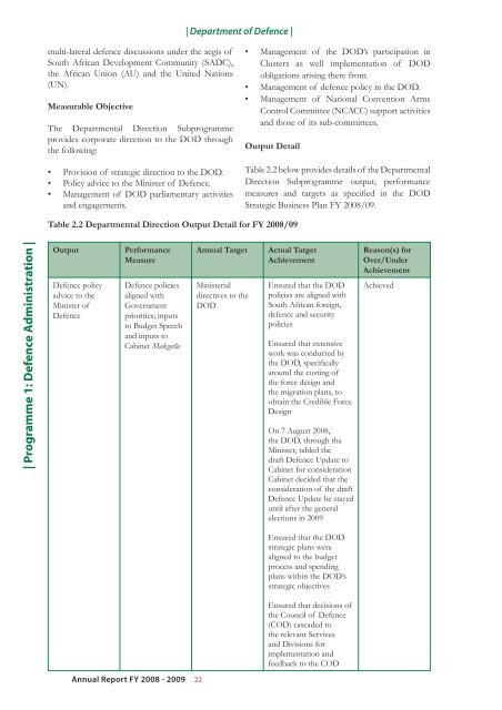 Department of Defence Annual Report 2008-2009