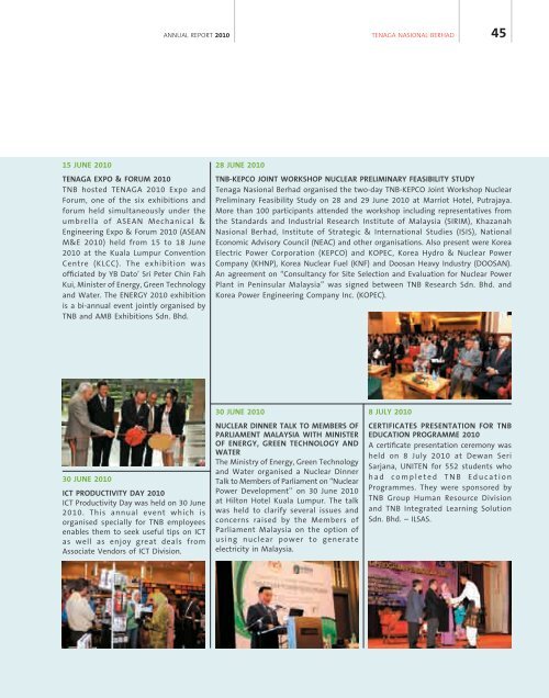 Annual Report 2010 - Tenaga Nasional Berhad