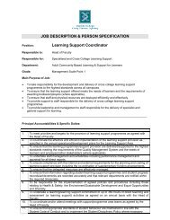 JOB DESCRIPTION & PERSON SPECIFICATION Learning Support ...