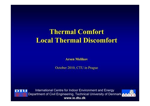 Thermal Comfort Local Thermal Discomfort