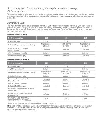 sero and everything plussm rate plan options for separating sprint