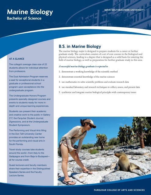 Marine Biology - College of Arts and Sciences - Nova Southeastern ...