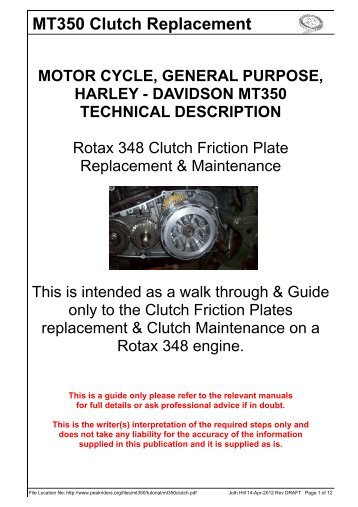 MT350 Clutch Replacement - Peak Riders