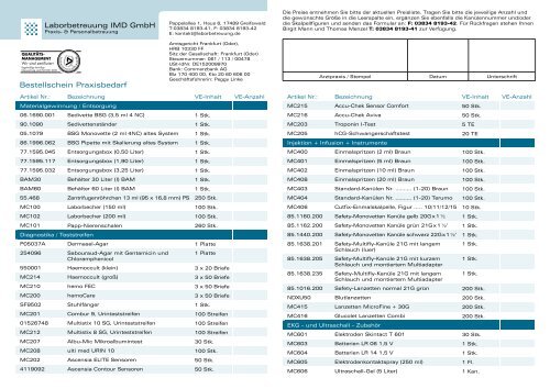 Bestellschein Praxisbedarf - laborbetreuung.de