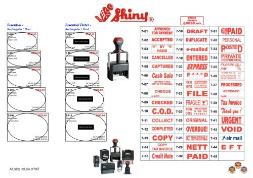 rubber stamp price list - 3@1 Cresta