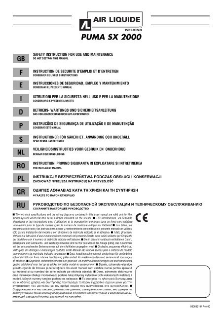 Manual PUMA SX 2000 - Cemont