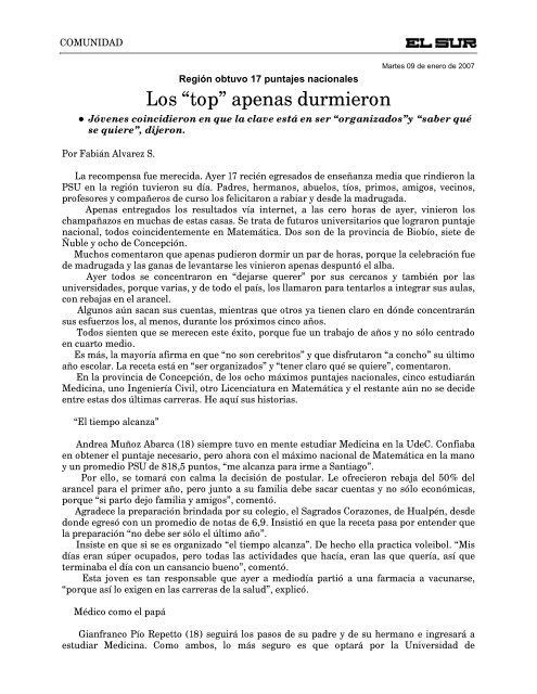 Diario El Sur - Versión Imprimible - Universidad de Concepción