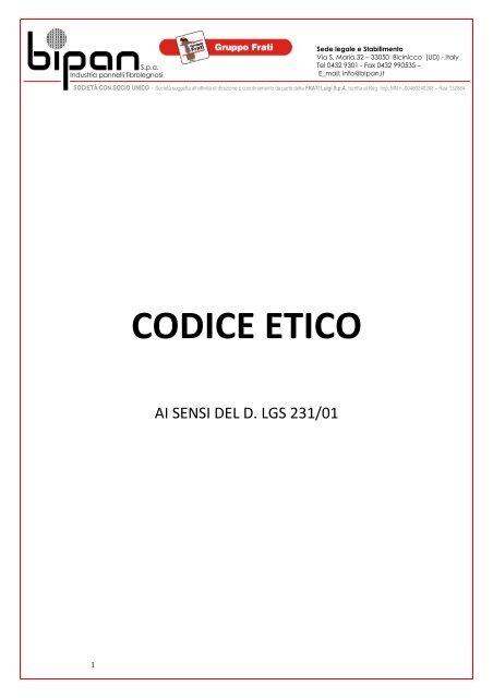 Codice Etico Bipan - Gruppo Frati S.p.A.