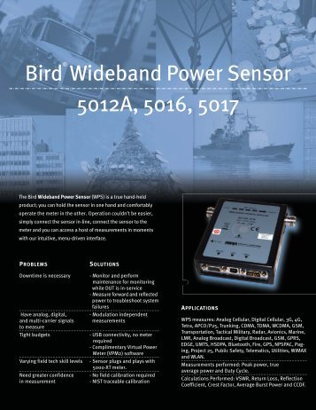 Bird Wideband Power Sensor 5012A, 5016, 5017 - Aspen Electronics