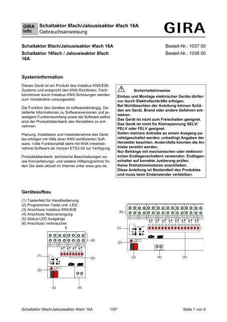 gira alarmzentrale knx produktdatenbank