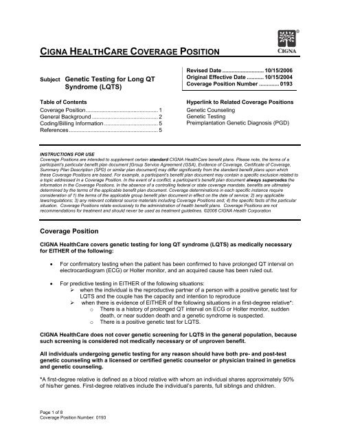 Genetic Testing for Long QT Syndrome (LQTS)