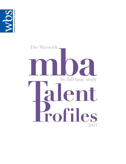 Profile Book - Warwick Business School