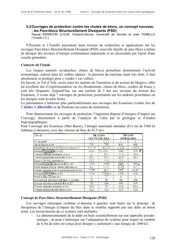 5.2 Ouvrages de protection contre les chutes de blocs, un concept ...