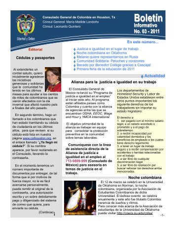 Boletín Informativo No. 03 - 2011 - Consulado de Colombia en ...