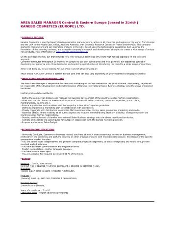 AREA SALES MANAGER Central & Eastern Europe ... - Students