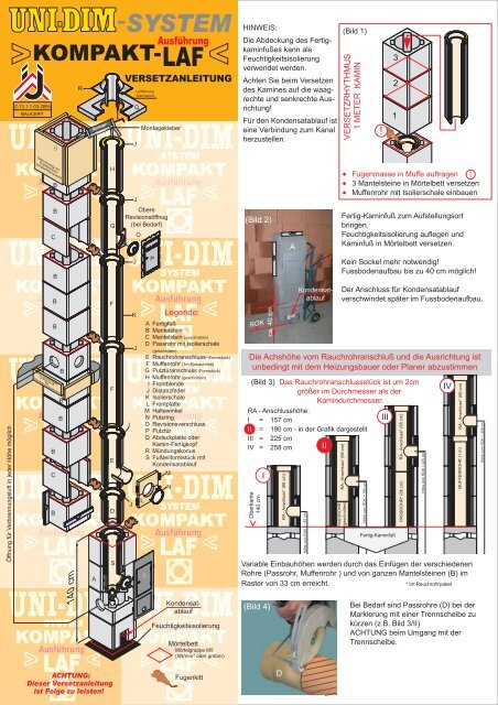 Ausführung - uni-dim kaminsysteme, kamine, rauchfangsysteme