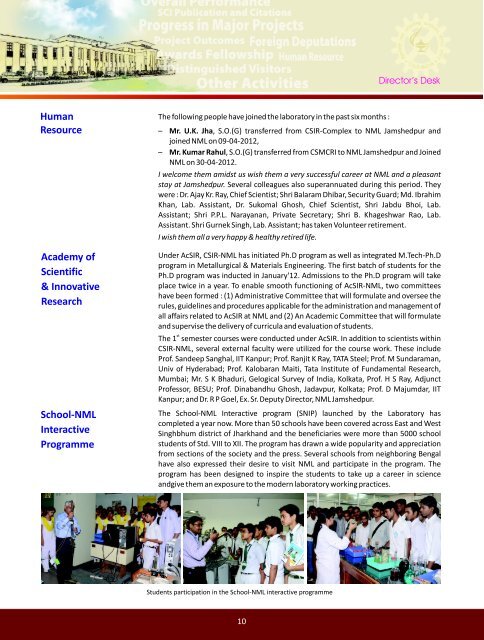 DIRECTOR DESK-62RC2012.pdf - National Metallurgical Laboratory