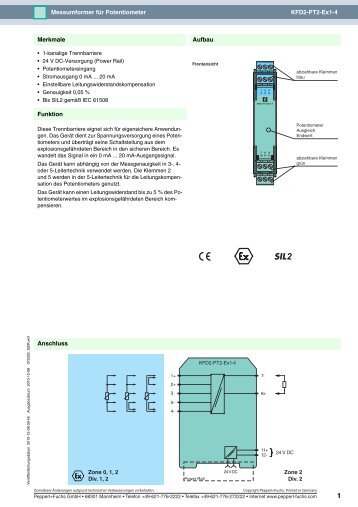KFD2-PT2-Ex1-4 Messumformer für Potentiometer Anschluss ...