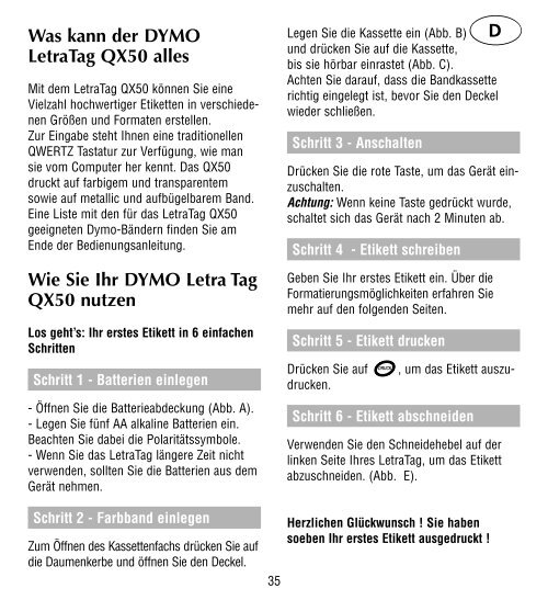 PDF-Datei Bedienungsanleitung DYMO ... - Office-Profishop