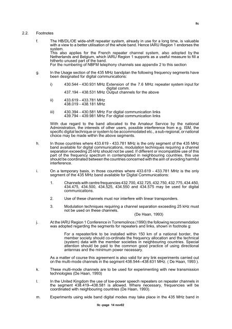 IARU REGION 1 VHF/UHF/Microwaves BANDPLANS