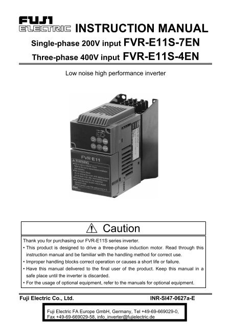 INSTRUCTION MANUAL - Welcome to Fuji Electric