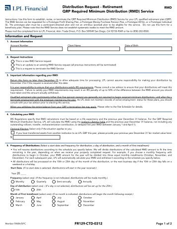 Distribution Request - Retirement QRP Required ... - LPL Financial