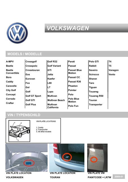 VOLKSWAGEN Color Information - REMARK