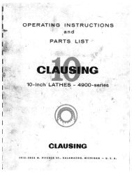 Clausing 10in Lathe 4900 Series Operating Instructions - Team 358
